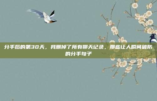 分手后的第30天，我删掉了所有聊天记录，那些让人瞬间破防的分手句子