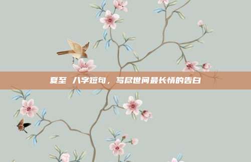 夏至 八字短句，写尽世间最长情的告白