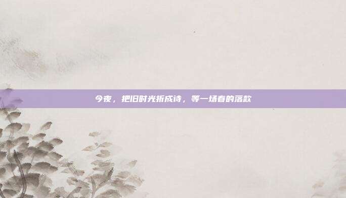 今夜，把旧时光折成诗，等一场春的落款