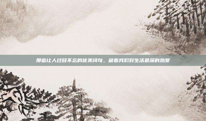 那些让人过目不忘的优美词句，藏着我们对生活最深的热爱