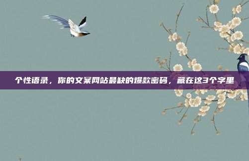 个性语录，你的文案网站最缺的爆款密码，藏在这3个字里