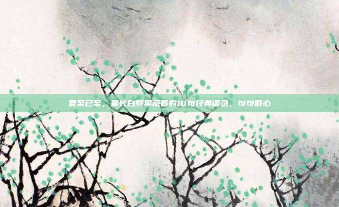 夏至已至，最长白昼里藏着的10句经典语录，句句戳心