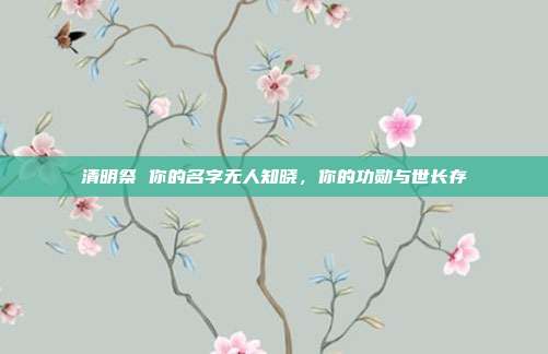 清明祭 你的名字无人知晓,你的功勋与世长存