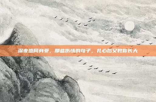 深夜感同身受，那些伤情的句子，扎心后又教你长大