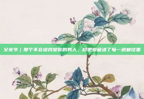 父亲节｜那个不会说我爱你的男人，却把爱藏进了每一道皱纹里