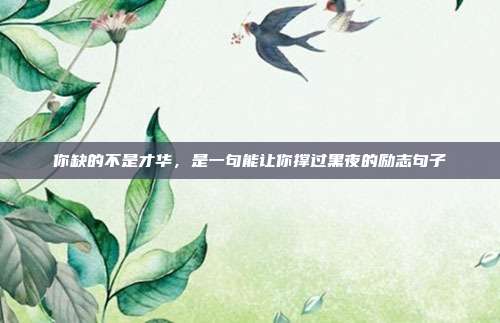 你缺的不是才华，是一句能让你撑过黑夜的励志句子