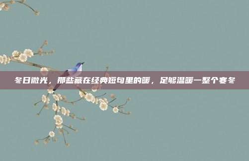 冬日微光，那些藏在经典短句里的暖，足够温暖一整个寒冬