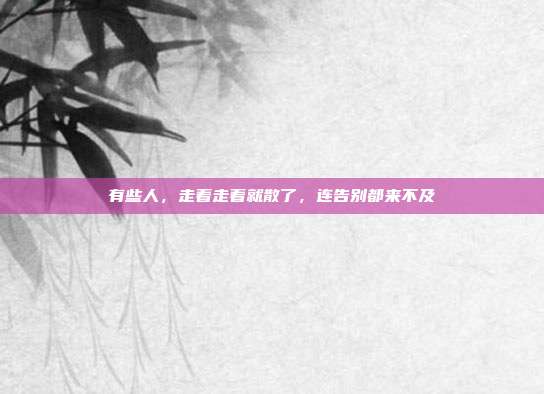 有些人，走着走着就散了，连告别都来不及