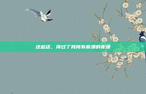 这些话，撑过了我所有崩溃的夜晚