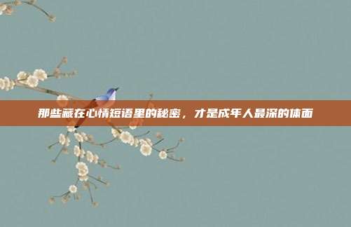 那些藏在心情短语里的秘密，才是成年人最深的体面