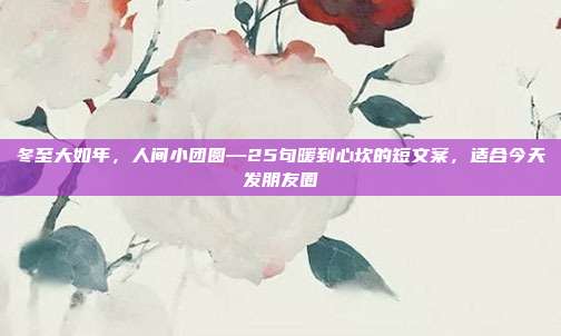 冬至大如年，人间小团圆—25句暖到心坎的短文案，适合今天发朋友圈