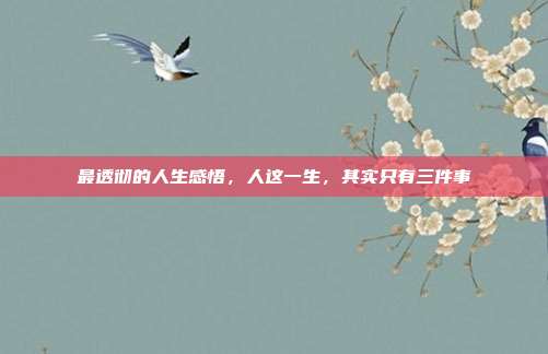 最透彻的人生感悟，人这一生，其实只有三件事