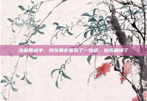 凌晨两点半,我在朋友圈发了一句话,然后删掉了