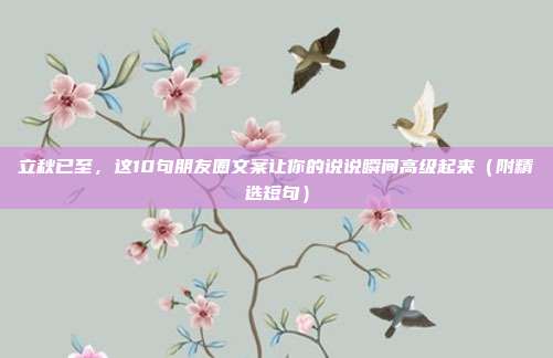 立秋已至,这10句朋友圈文案让你的说说瞬间高级起来(附精选短句)