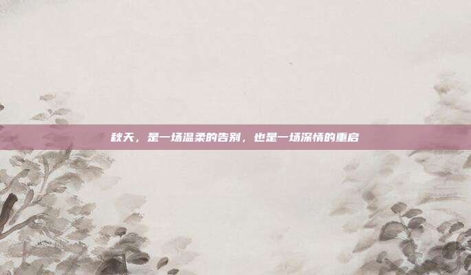 秋天,是一场温柔的告别,也是一场深情的重启