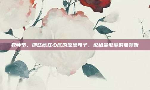 教师节，那些藏在心底的感恩句子，说给最敬爱的老师听