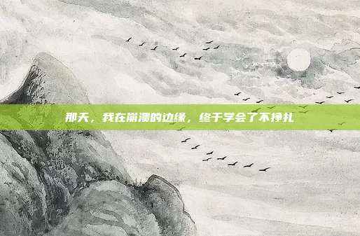 那天,我在崩溃的边缘,终于学会了不挣扎