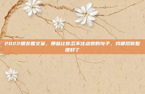 2022朋友圈文案,那些让你忍不住点赞的句子,我都帮你整理好了