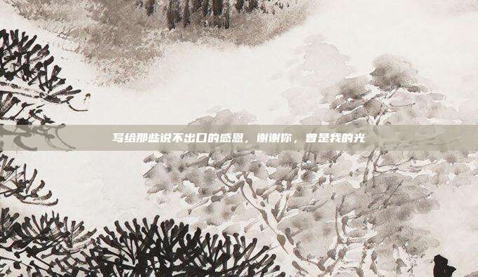 写给那些说不出口的感恩,谢谢你,曾是我的光