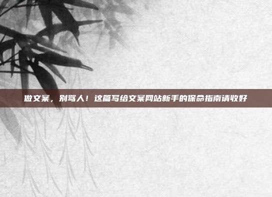 做文案，别骂人！这篇写给文案网站新手的保命指南请收好