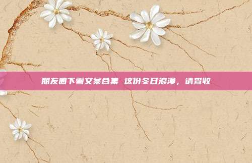 朋友圈下雪文案合集 这份冬日浪漫，请查收