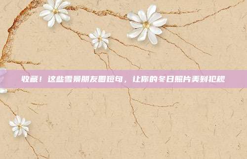 收藏！这些雪景朋友圈短句，让你的冬日照片美到犯规