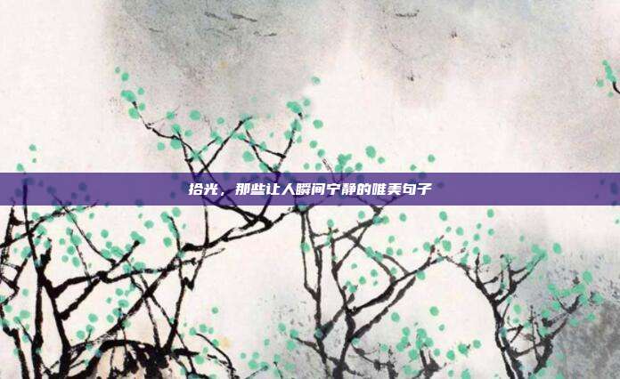 拾光,那些让人瞬间宁静的唯美句子