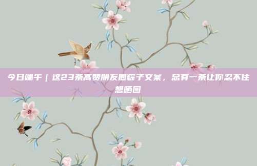 今日端午|这23条高赞朋友圈粽子文案,总有一条让你忍不住想晒图
