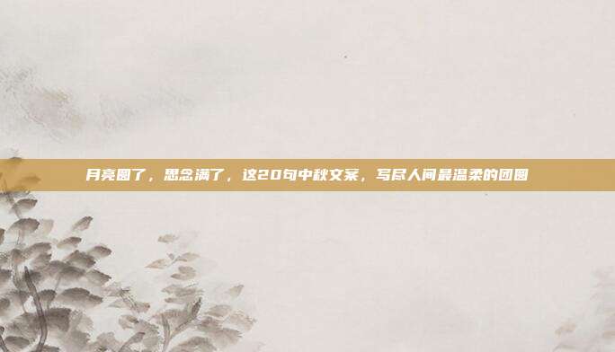 月亮圆了,思念满了,这20句中秋文案,写尽人间最温柔的团圆