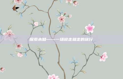 探索未知——一场说走就走的旅行