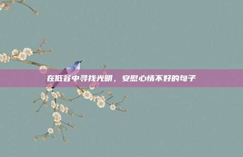 在低谷中寻找光明,安慰心情不好的句子