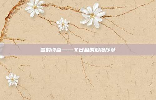 雪的诗篇——冬日里的浪漫序章
