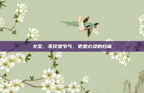 冬至,不仅是节气,更是心灵的归宿