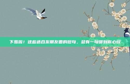 下雪啦！这些适合发朋友圈的短句，总有一句暖到你心坎