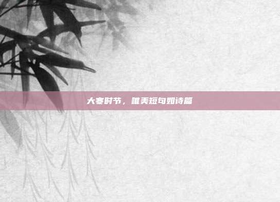 大寒时节,唯美短句如诗篇