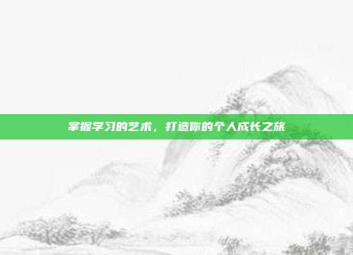 掌握学习的艺术,打造你的个人成长之旅