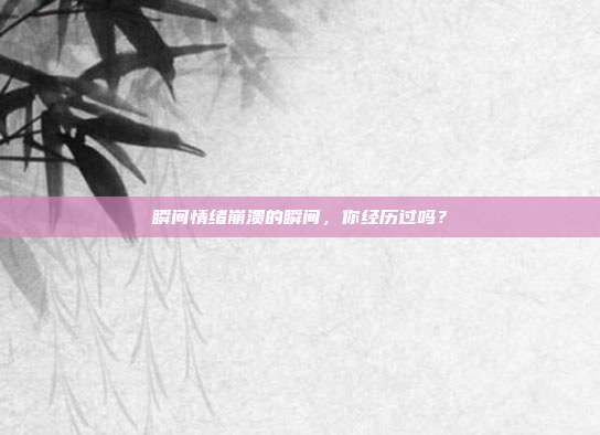 瞬间情绪崩溃的瞬间,你经历过吗?