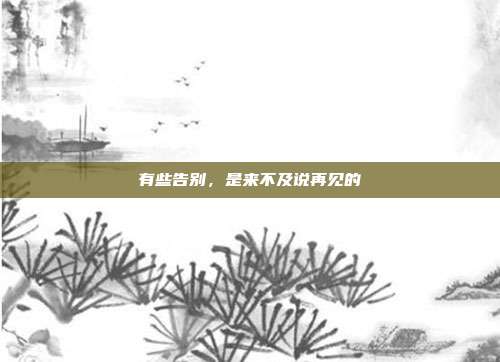 有些告别，是来不及说再见的