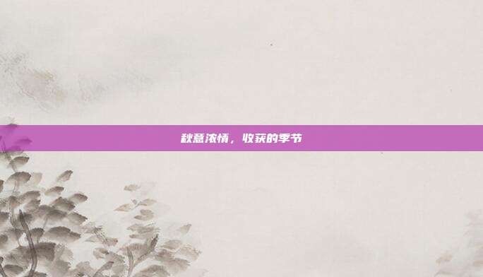 秋意浓情,收获的季节