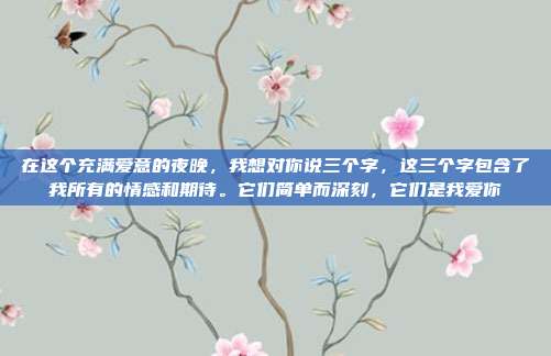 在这个充满爱意的夜晚,我想对你说三个字,这三个字包含了我所有的情感和期待。它们简单而深刻,它们是我爱你