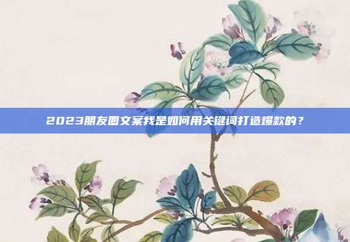 2023朋友圈文案我是如何用关键词打造爆款的?