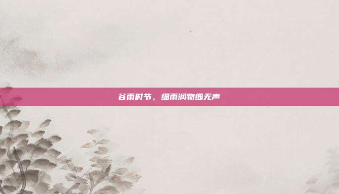谷雨时节，细雨润物细无声