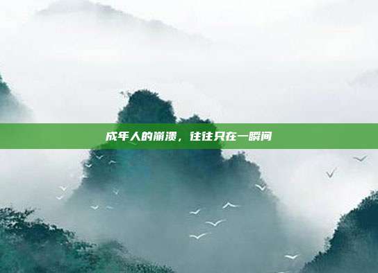 成年人的崩溃，往往只在一瞬间