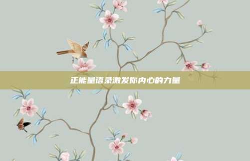 正能量语录激发你内心的力量