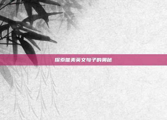 探索唯美英文句子的奥秘