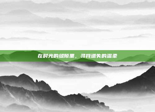 在时光的缝隙里，寻找遗失的温柔