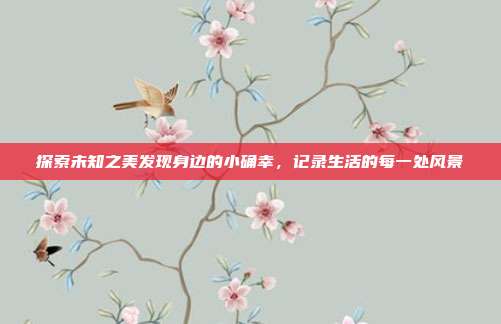 探索未知之美发现身边的小确幸，记录生活的每一处风景
