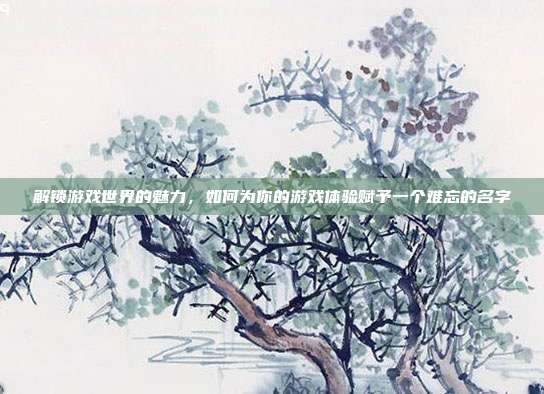 解锁游戏世界的魅力，如何为你的游戏体验赋予一个难忘的名字