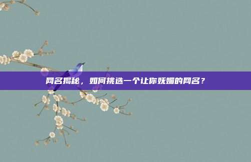 网名揭秘,如何挑选一个让你妩媚的网名?