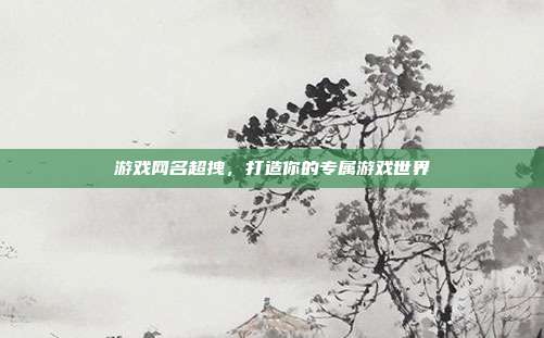 游戏网名超拽,打造你的专属游戏世界